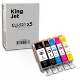 Kingjet Canon Pgı-520Xl & Clı-521Xl Uyumlu 5 Renk (Takım) Muadil Kartuş Çipli | Pıxma Mp640