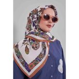 Kiremit Çiçek Yaprak Desen Aura Eşarp