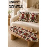 KIRLENT EV Lalesi Goblen Dokuma Runner Ve Goblen Kılıf Set
