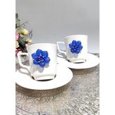 Kirlinova® Mavi Çiçek 2'li Porselen Fincan Takımı - Çok Renkli