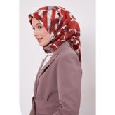 Kırmızı Harf Baskılı Twill İpek Eşarp