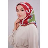 Kırmızı Soyut Desen Soft Eşarp