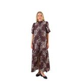Kısa Kollu Leoparlı Elbise - Leopar