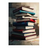 Kitap Kulesi Çizimi Art Mdf Tablo
