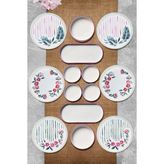 Kitchen Life 14 Parça 6 Kişilik Sakura Stackable Kahvaltı Takımı - Desenli Seramik Tabağı