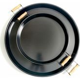 Kitchen Trend 2 Li 51 cm ve 37 cm Ahşap Kulplu Metal Yuvarlak Siyah Tepsi Sunum Tepsi, Kahvaltı Tepsisi