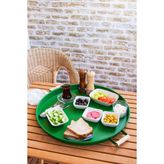 Kitchen Trend Galvaniz 51 cm Yeşil Ahşap Kulplu Yuvarlak Tepsi