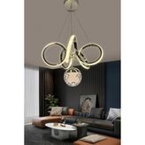Kıvrım Cam Tek Top Modern Oturma Ledli Avize - Krom - 2