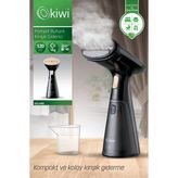 Kiwi Buharlı Kırışıklık Giderici Dikey Ütü, 1000W 120ML Su Haznesi, 16-18 G/dk Güçlü Buhar, Hızlı Isınma, Aşırı Isınma Koruması, Hafif ve Portatif Tasarım, Seyahat ve Ev Kullanımına Uygun - Siyah