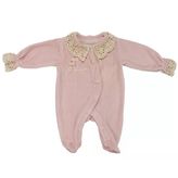 Kız Bebek Lila Dantelli Yakalı Kadife Çıtçıtlı Tulum