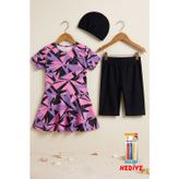 Kız Çocuk Geometrik Desenli Etekli Mayo Takımı – Boya Hediyeli