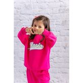 Kız Çocuk Sim Baskılı Basic Sweatshirt - Fusya - Fuşya - 3 - 4 Yaş