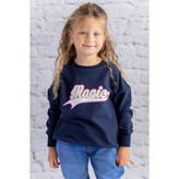 Kız Çocuk Sim Baskılı Basic Sweatshirt - Lacivert - Lacivert - Krem