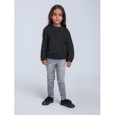 Kız Çocuk Simli Kırçıllı Bluz (Siyah)