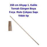KL HOME 150 cm Ahşap 1. Kalite Tornalı Boya Fırça Rulo Çekpas Sapı Vidalı tip