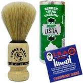 Klasik Tıraş Seti | Ahşap Sakal Tıraş Fırçası | Derby Stick Tıraş Sabunu | Kibrit Kantaşı