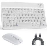 Klavye ve Mouse Seti Kablosuz Bluetooth Türkçe Q Ios/androidtablet Telefon Uyumlu Şarjlı - Beyaz