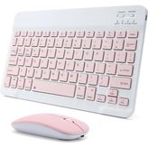 Klavye ve Mouse Seti Kablosuz Bluetooth Türkçe Q Ios/androidtablet Telefon Uyumlu Şarjlı - Pembe