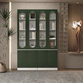 Klubeconcept Kubbe Yeşil Renk Kemer Formlu Vitrin ve Kitaplık Ünitesi