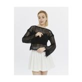 KNİTİCAL TEKSTİL Watashi püsküllü Krem Crop Bluz Ajurlu Triko Örme