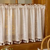 KnSam Bej kısa perde 1'li, dantel nakış püsküllü vual, Y x G 140 x 45 cm | KnSam Rod‑Pocket ışık geçirir mutfak perdesi, dallar, polyester