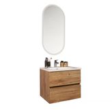 Kobos Simple 60 Cm Çekmeceli Banyo Dolabı Seti Light Walnut