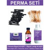 Kocaman Kozmetik Perma Bigudi Full Set No: 1 (40 Bigudi 40 Lastik Perma Kağıdı Perma Ilacı + Sabitleyici Fiksatör)