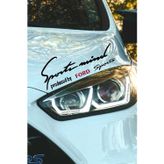 Kocamın Tasarımı Ford Universal Sport Mind Far Sticker Kırmızı Yazı Şeritli Özel Tasarım Siyah Zemin Universal Yazılı