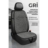 Koltuk Minderi Bambu Ahşap Boncuklu Gri