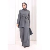 Kolyeli Tunik Pantolon Takım 8027 Antrasit