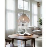 Korfam Home Design Wavy Avize - Beyaz Hasır El Yapımı Bohem Asimetrik Şekilli Rustik Avize