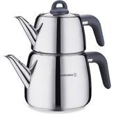 Korkmaz Bella Füme Çaydanlık Takımı 1.0 Litre Paslanmaz Çelik Malzeme ile Ergonomik Kullanım