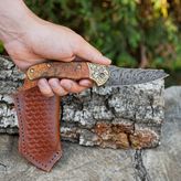 Köse Mehmet Katlanır Model - Damascus Çelik - Stabilize Sap - 24CM