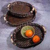 Kosova Wicker Serisi 3’lü Hasır Örme Oval Tepsi Seti