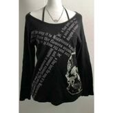 Köstebek Siyah Gothic Skull İnce Askılı Uzun Kollu Bluz