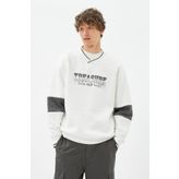 Koton 4WAM70159MK Beyaz Siyah Erkek Sweatshirt