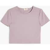 Koton Basic Crop Tişört Kısa Kollu Bisiklet Yaka - Pembe - 9 - 10 Yaş