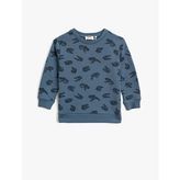 Koton Baskili Pamuklu Bisiklet Yaka Uzun Kollu Sweatshirt 1YMB18207ZK
