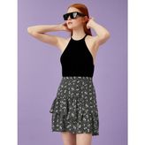 Koton Çiçekli Etek Mini - Siyah - 34