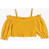 Koton Crop Bluz Düşük Omuz Askılı Gipeli Kısa Kollu - 11 - 12 Yaş - Sarı