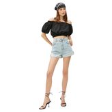Koton Crop Bluz Omzu Açık Balon Kollu