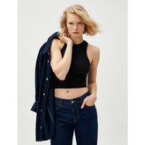 Koton Crop Seamless Atlet Halter Yaka - Siyah