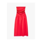 Koton Drape Detaylı Straplez Midi Elbise