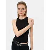 Koton Halter Yaka Atlet Fitilli Basic Pamuklu - Siyah