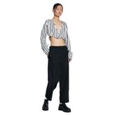 KOTON Kapşonlu Crop Bluz V Yaka