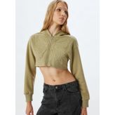 Koton Kapüşon Yaka Haki Kadın Sweatshırt 5WAL10452IK
