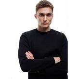 Koton Pamuklu Uzun Kollu Şardonlu Bisiklet Yaka Erkek Basic Sweatshirt - Siyah - 2XL