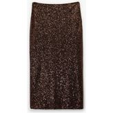 Koton Pullu Payetli Slim Fit Midi Abiye Etek - Kahve