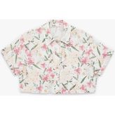 Koton Regular Fit Kısa Kollu Çiçekli Crop Gömlek - 46 - Pembe