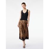 Koton Slim Fit Dantel Detaylı Leopar Desenli Saten Etek - 38